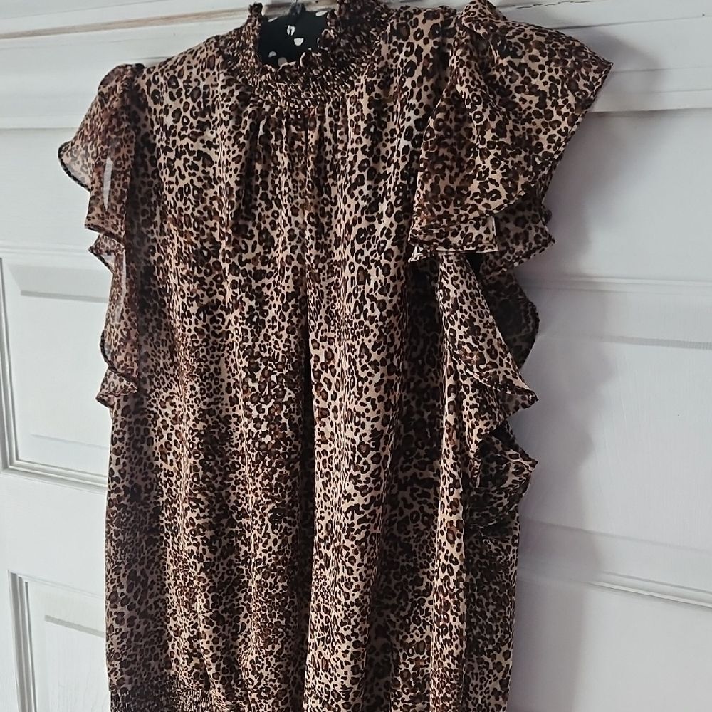 Leopard Print Ruffle Dress - Picture 2 of 5